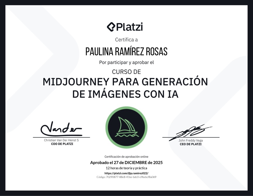 Diploma del Curso de Midjourney para Generación de Imágenes con AI