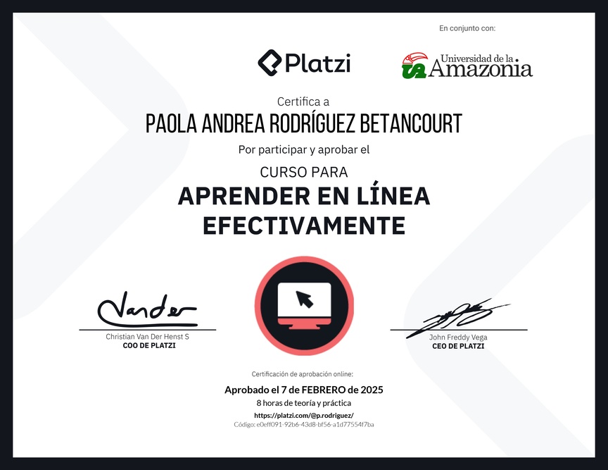Diploma del Curso para Aprender en Línea Efectivamente