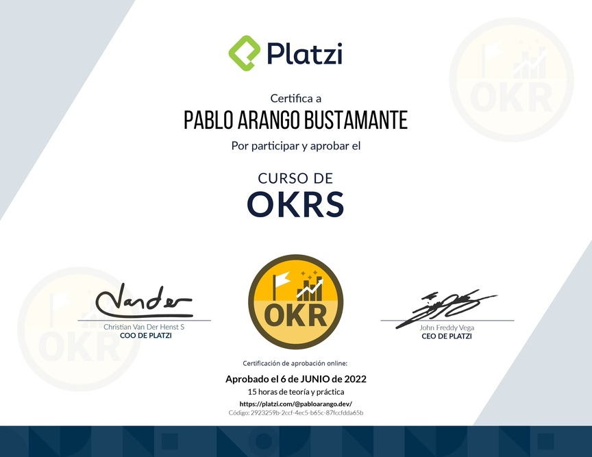 Diploma del Curso de OKRs: Herramienta Clave para Managers