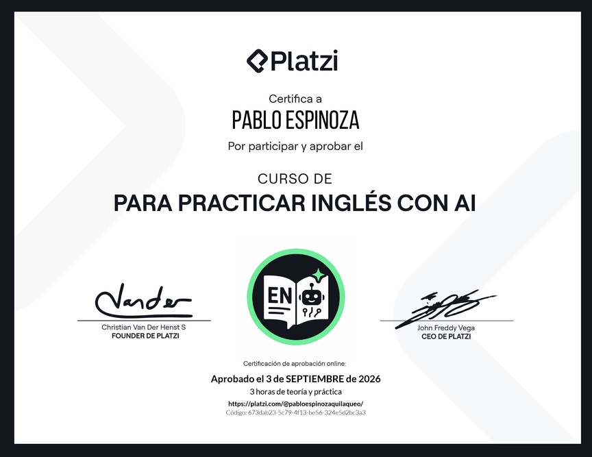 Diploma del Curso para Practicar Inglés con AI