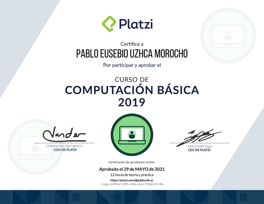 Diploma del Curso de Computación Básica
