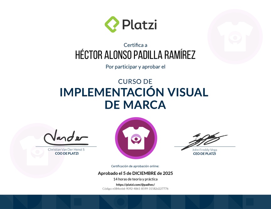 Diploma del Curso de Implementación Visual de Marca