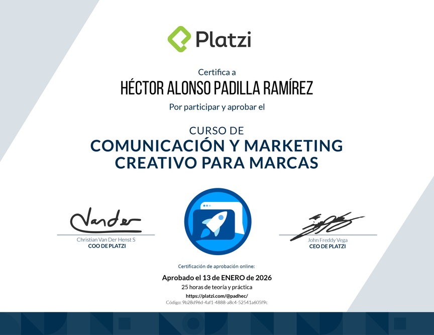Diploma del Curso de Desarrollo de Estrategias Creativas de Comunicación para Marcas