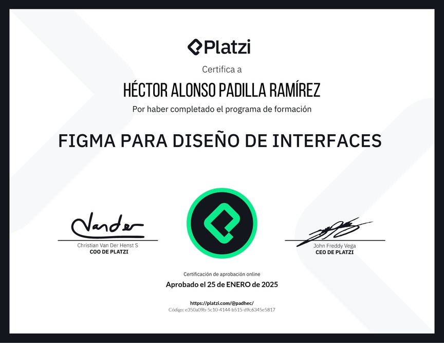 Diploma de la Ruta de Aprendizaje de Figma para Diseño de Interfaces