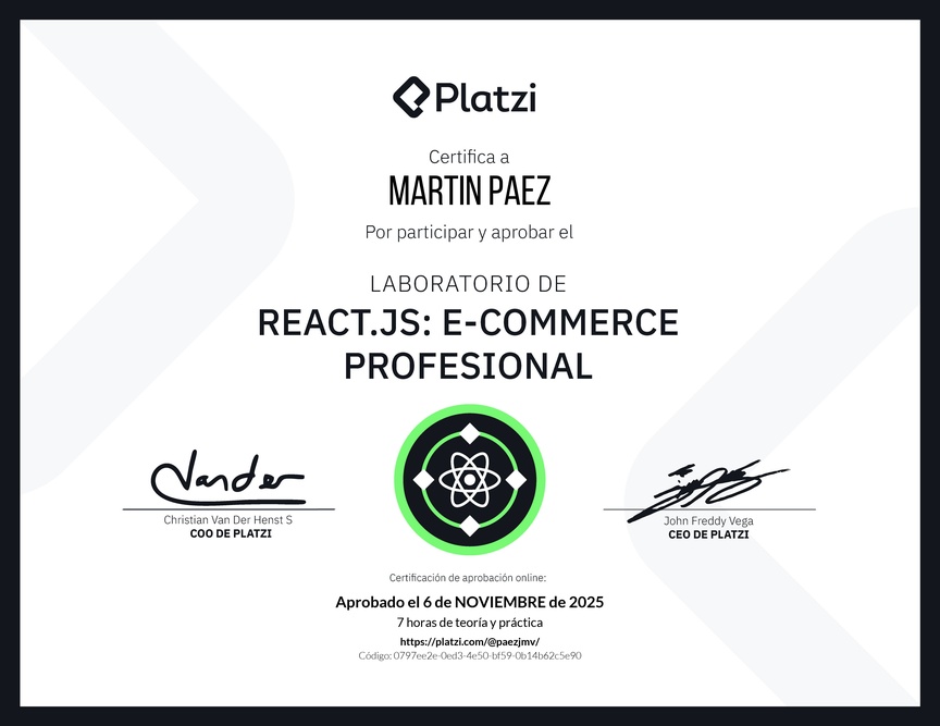 Diploma de Prueba Técnica: E-commerce Profesional con React.js