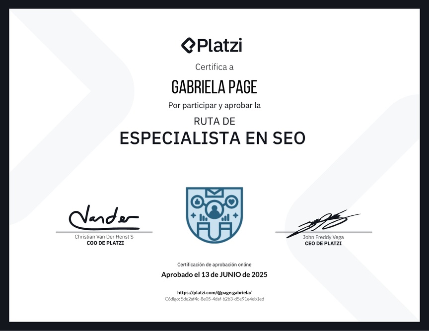 Diploma de la Ruta de Aprendizaje de Especialista en SEO