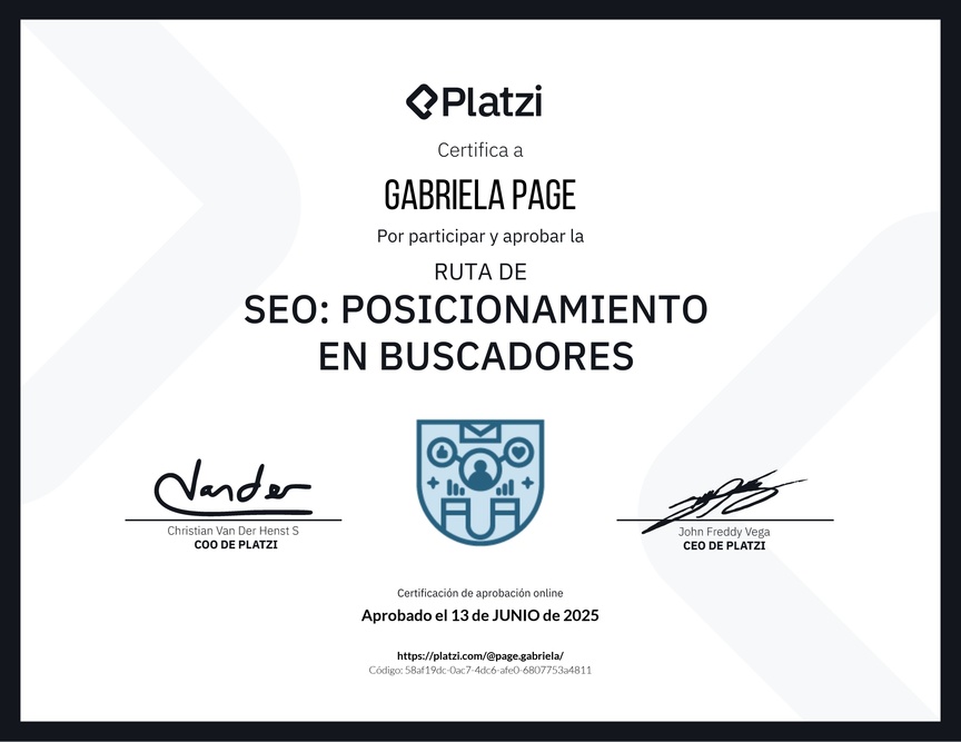 Diploma de la Ruta de Aprendizaje de SEO: Posicionamiento en Buscadores