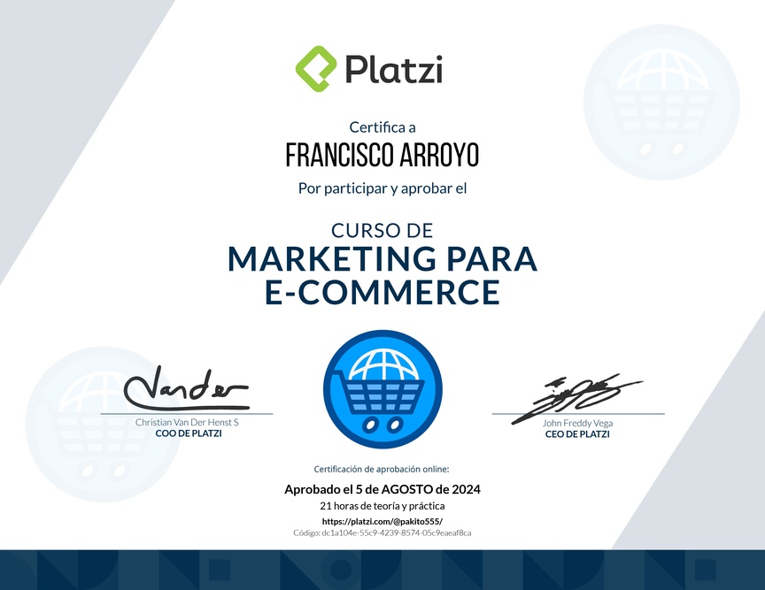Diploma del Curso de Marketing para E-Commerce