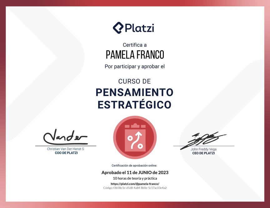Diploma del Curso de Pensamiento Estratégico