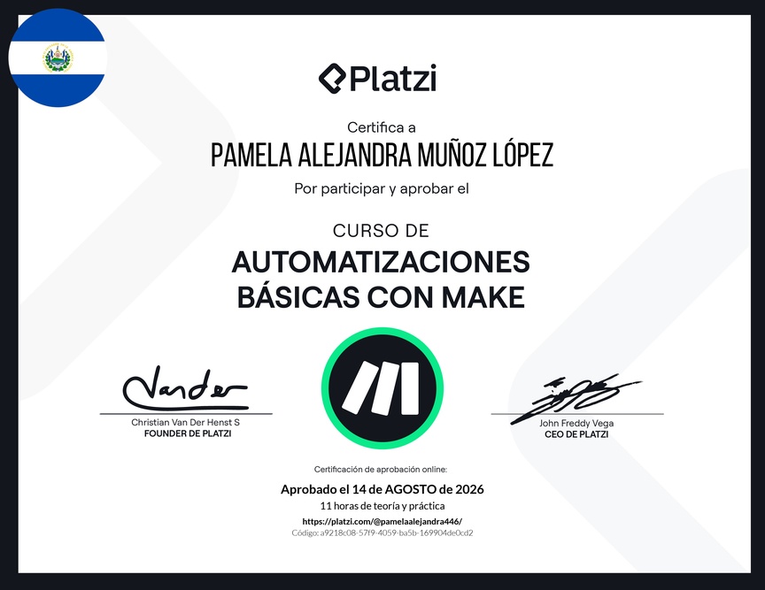 Diploma del Curso de Automatizaciones Básicas con Make