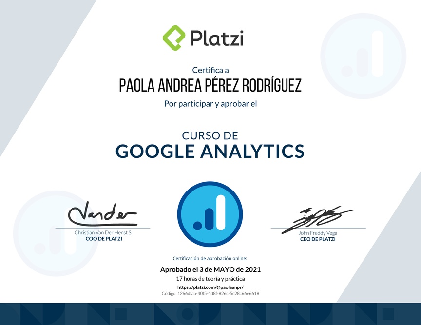 Diploma del Curso de Google Analytics