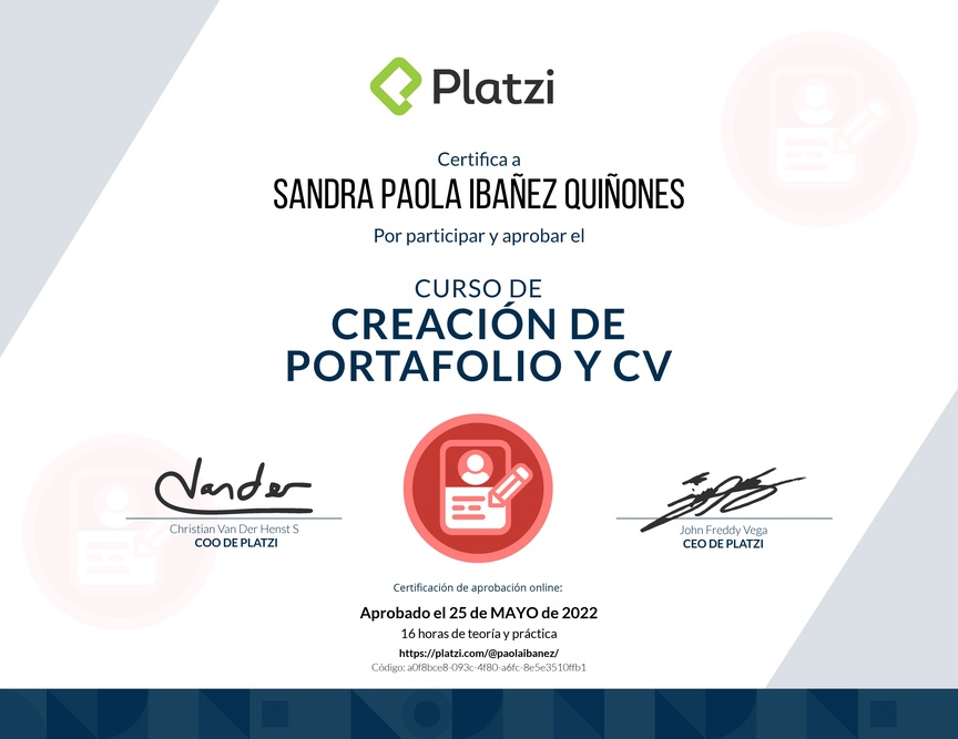 Diploma del Curso de Creación de Portafolio y CV
