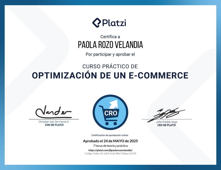 Diploma del Curso Práctico de Optimización de un E-commerce