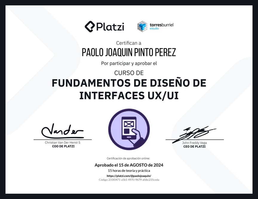 Diploma del Curso de Fundamentos de Diseño de Interfaces UX/UI