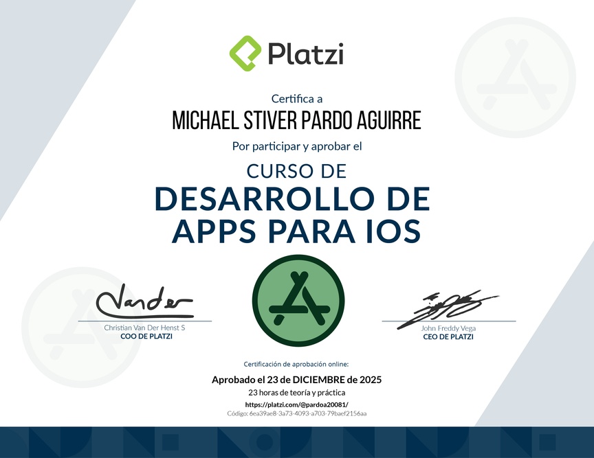 Diploma del Curso de Desarrollo de Apps para iOS