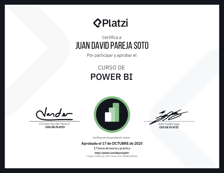 Diploma del Curso de Power BI