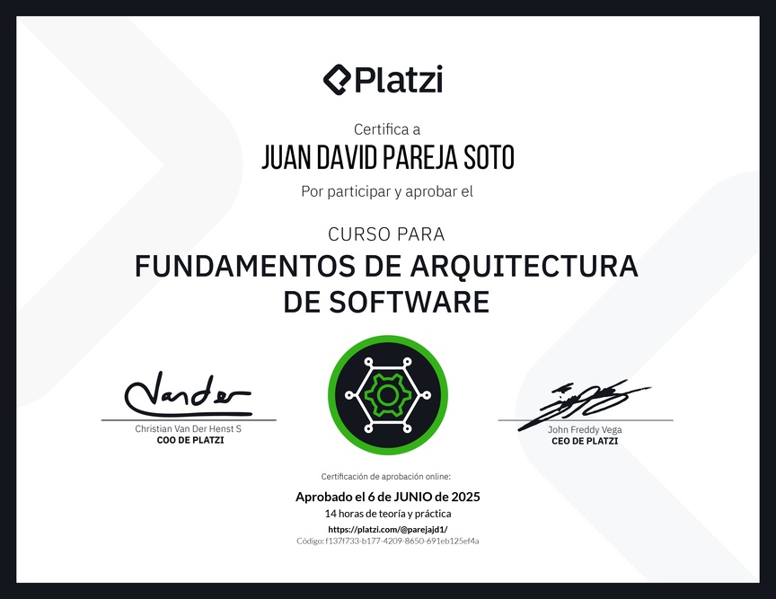 Diploma del Curso de Fundamentos de Arquitectura de Software