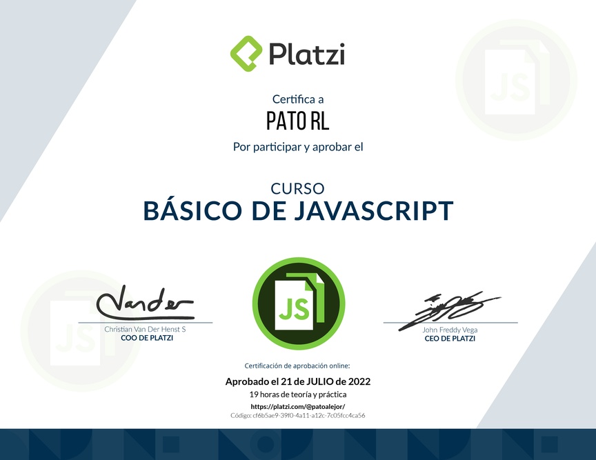 Diploma del Curso Básico de JavaScript