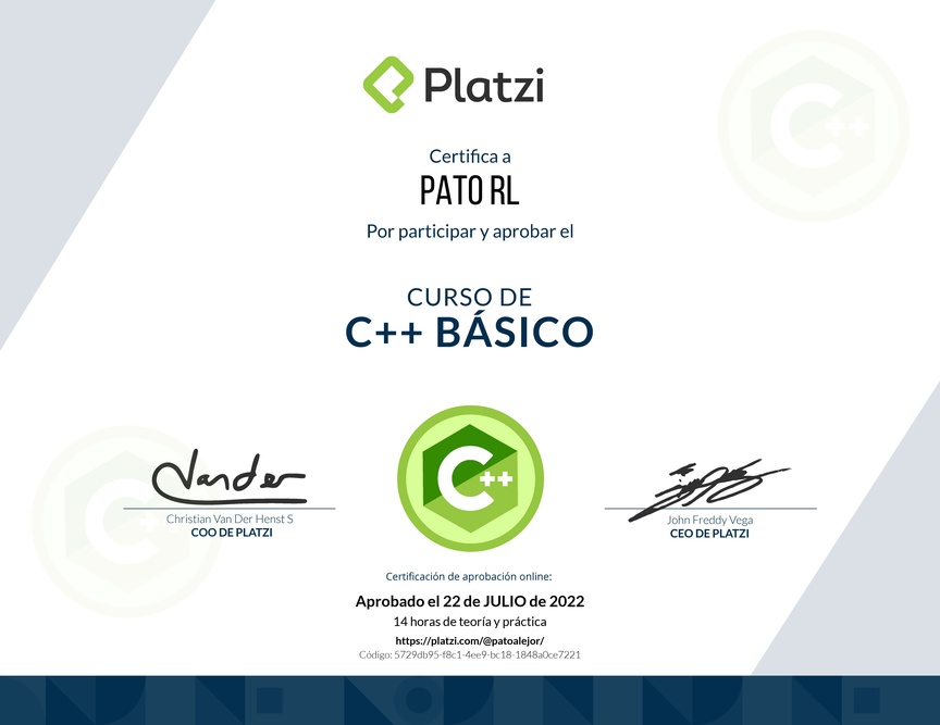 Diploma del Curso de C++ Básico
