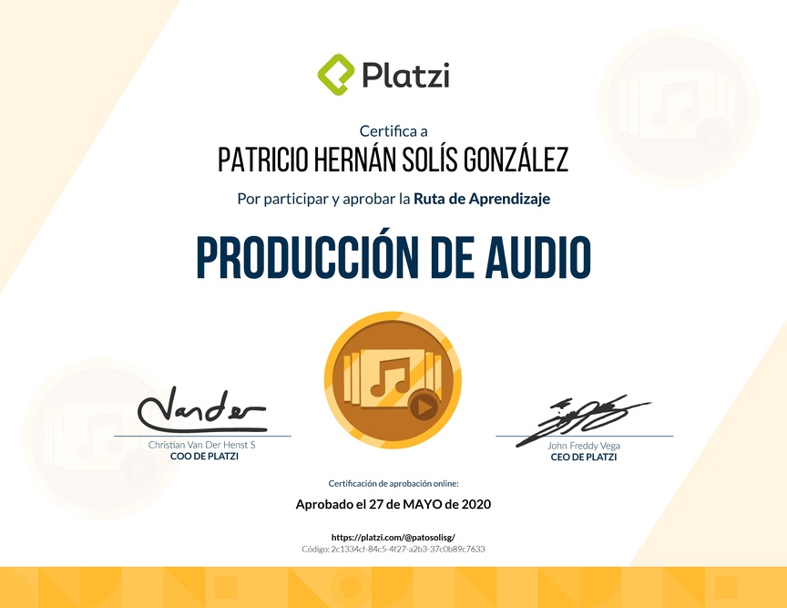 Diploma de la Ruta de Aprendizaje de Producción de Audio