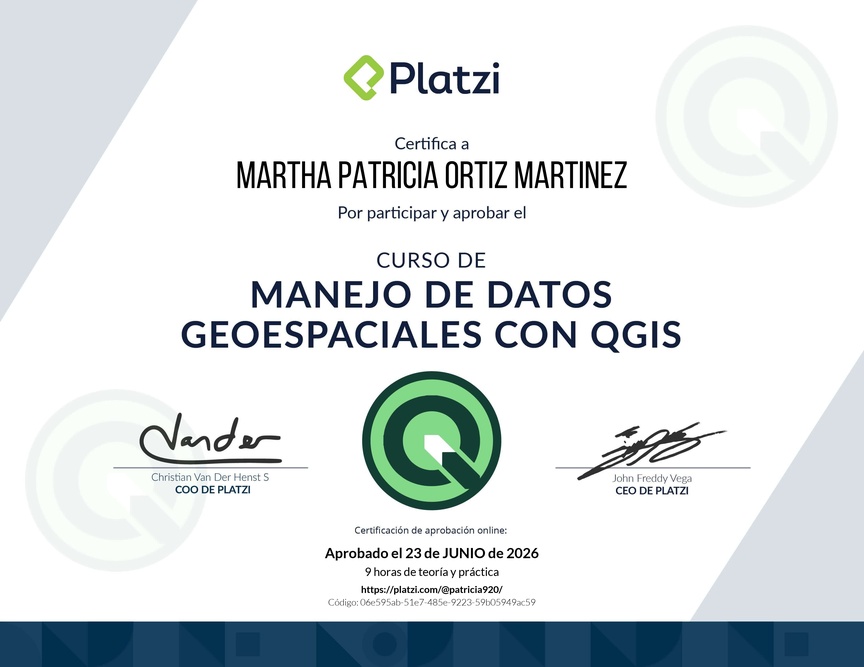 Diploma del Curso de Manejo de Datos Geoespaciales con QGIS