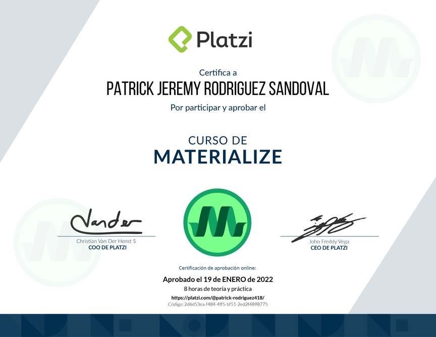 Diploma del Curso de Materialize