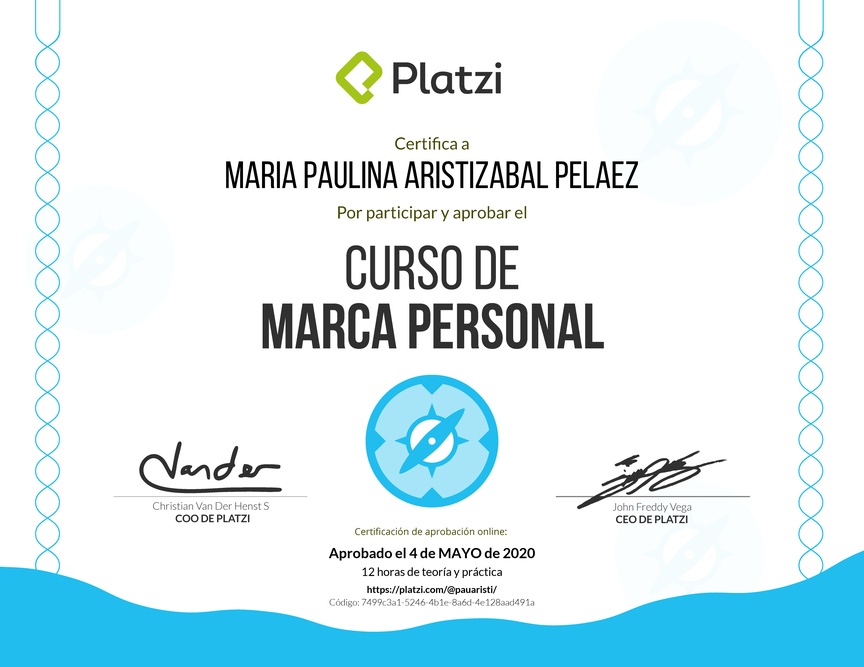 Diploma del Curso Gratis de Marca Personal 2018