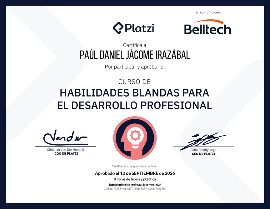 Diploma del Curso de Habilidades Blandas para el Desarrollo Profesional