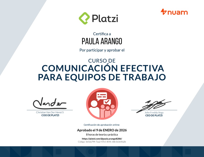 Diploma del Curso de Comunicación Efectiva para Equipos de Trabajo