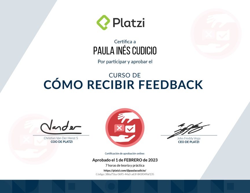 Diploma de Audiocurso de Cómo Recibir Feedback