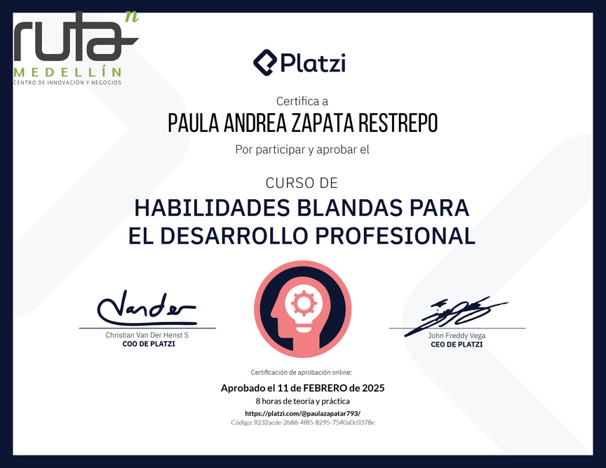 Diploma del Curso de Habilidades Blandas para el Desarrollo Profesional