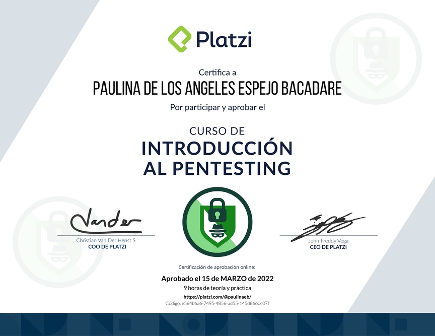 Diploma del Curso de Introducción al Pentesting
