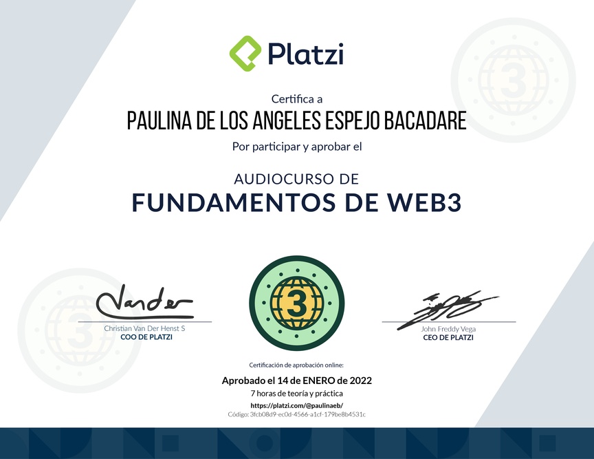 Diploma de Audiocurso de Fundamentos de Web3
