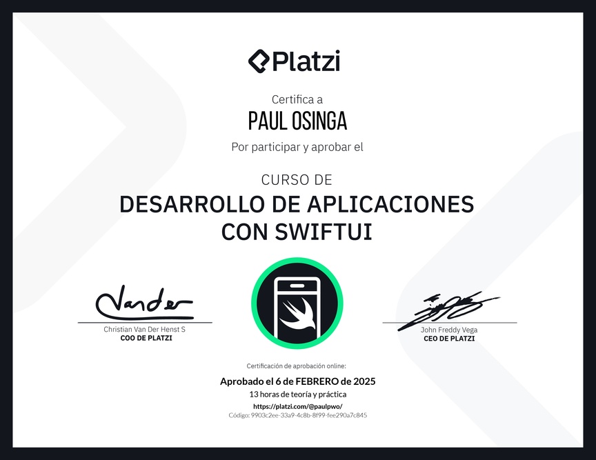 Diploma del Curso de Desarrollo de Aplicaciones con SwiftUI