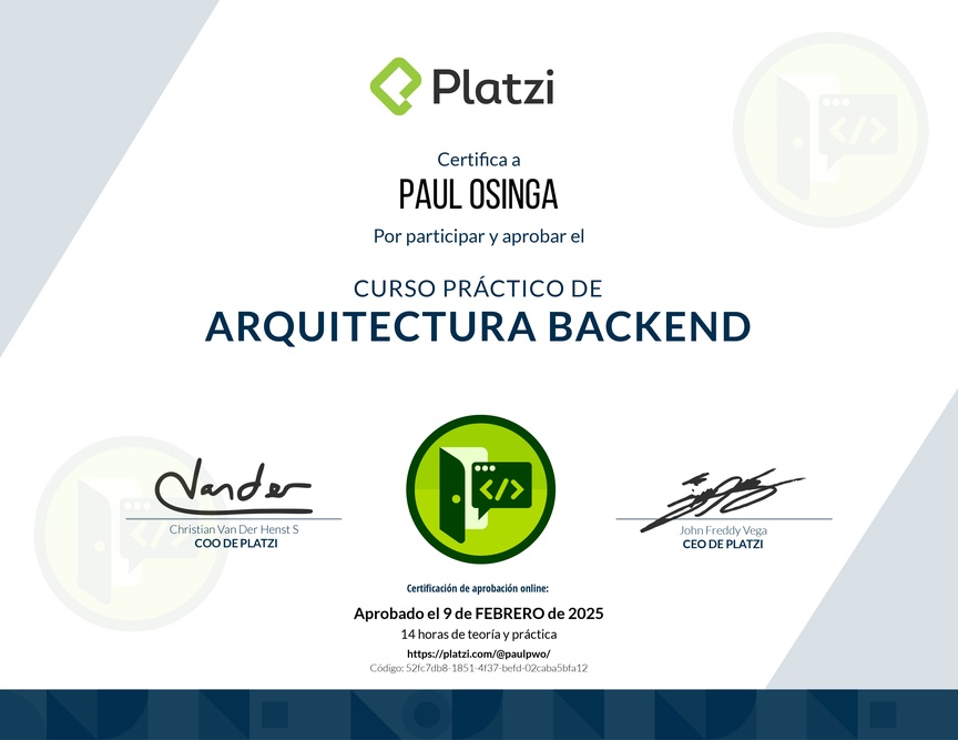 Diploma del Curso Práctico de Arquitectura Backend