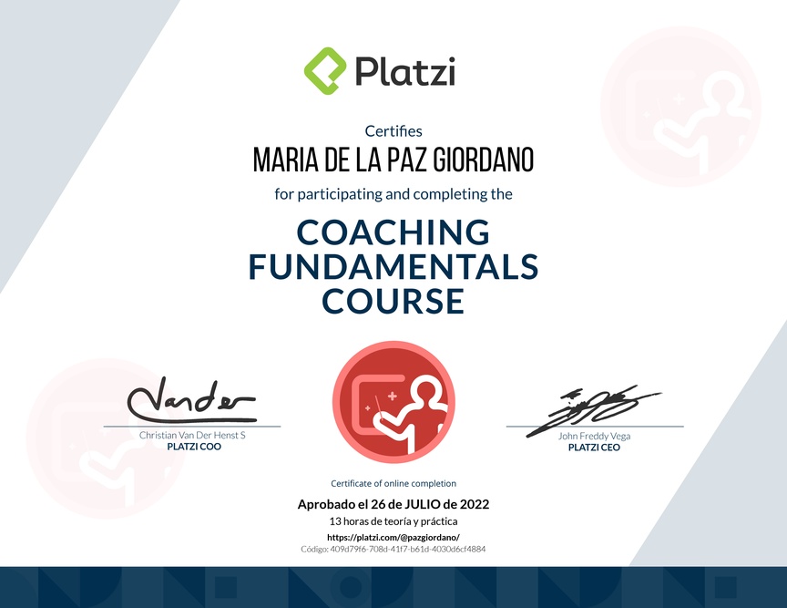 Diploma del Curso de Habilidades y Estrategias de Coaching