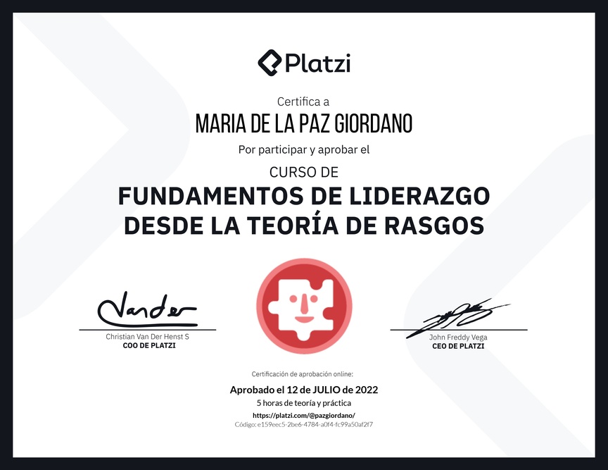 Diploma del Curso de Fundamentos de Liderazgo: Reconoce las Características de un Líder