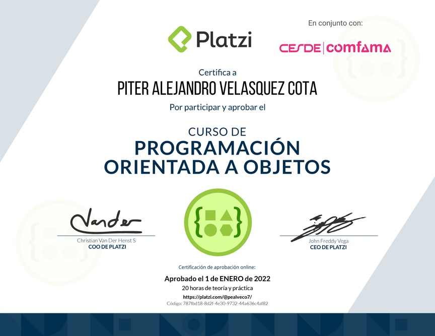 Diploma del Curso de Programación Orientada a Objetos: POO