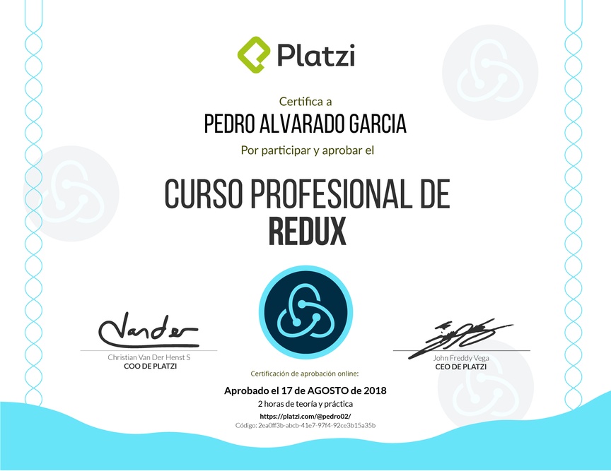 Diploma del Curso de Redux 2018