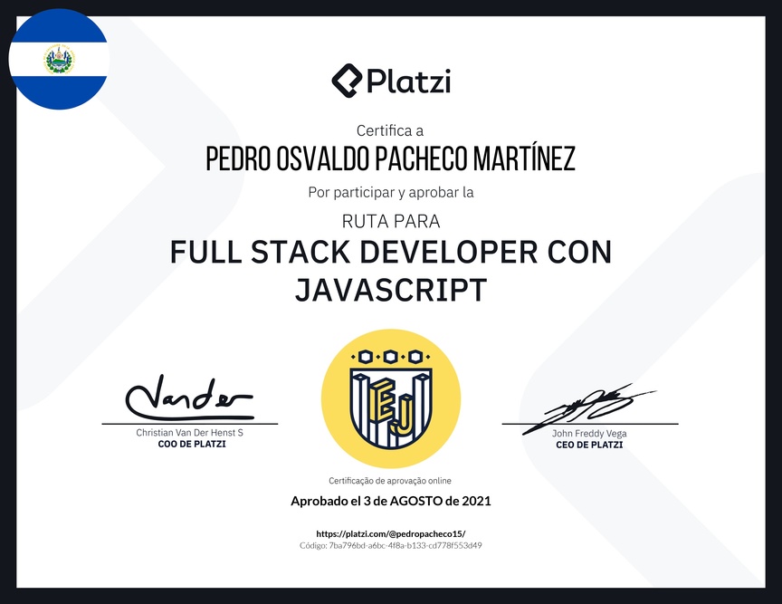 Diploma de la Ruta de Aprendizaje de Full Stack Developer con JavaScript