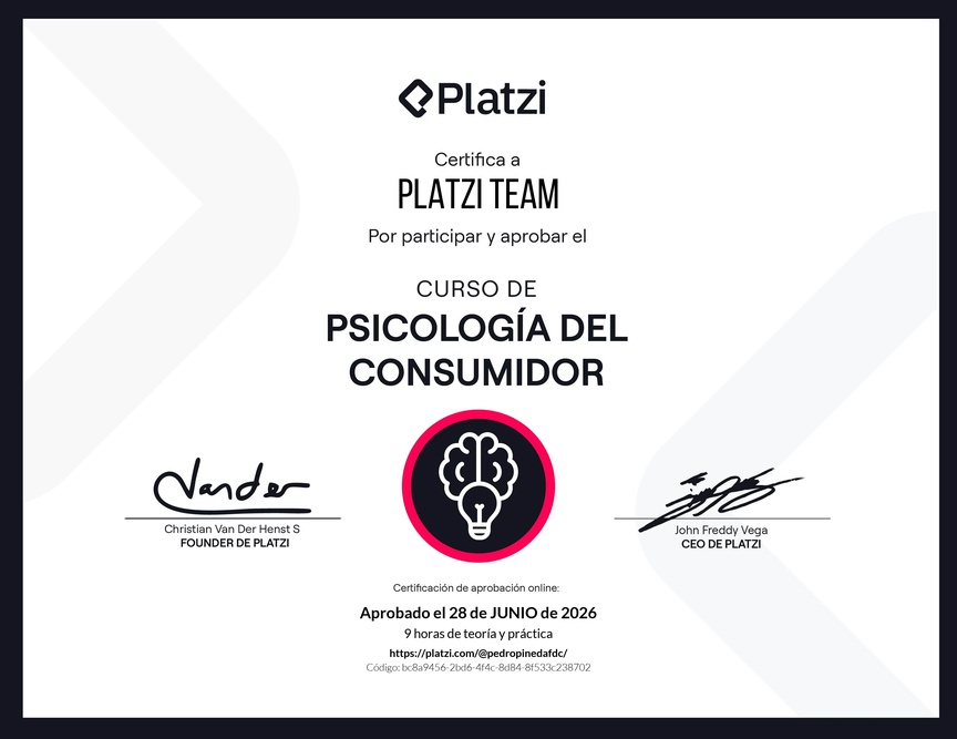 Diploma del Curso de Psicología del Consumidor