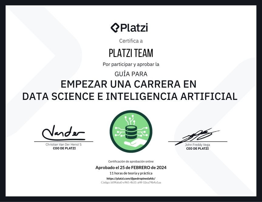 Diploma de Guía para Empezar una Carrera en Data Science e Inteligencia Artificial