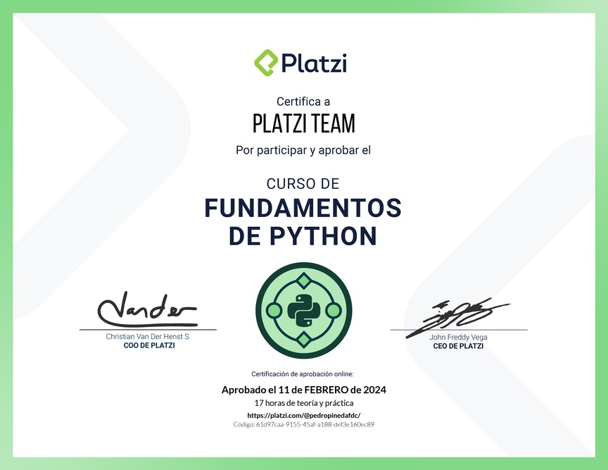 Diploma del Curso de Fundamentos de Python