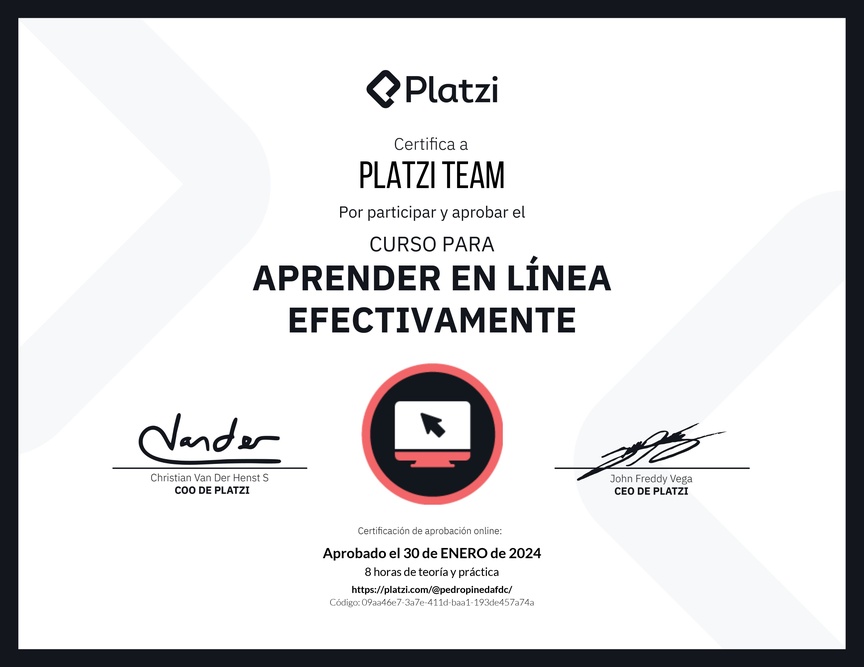 Diploma del Curso para Aprender en Línea Efectivamente