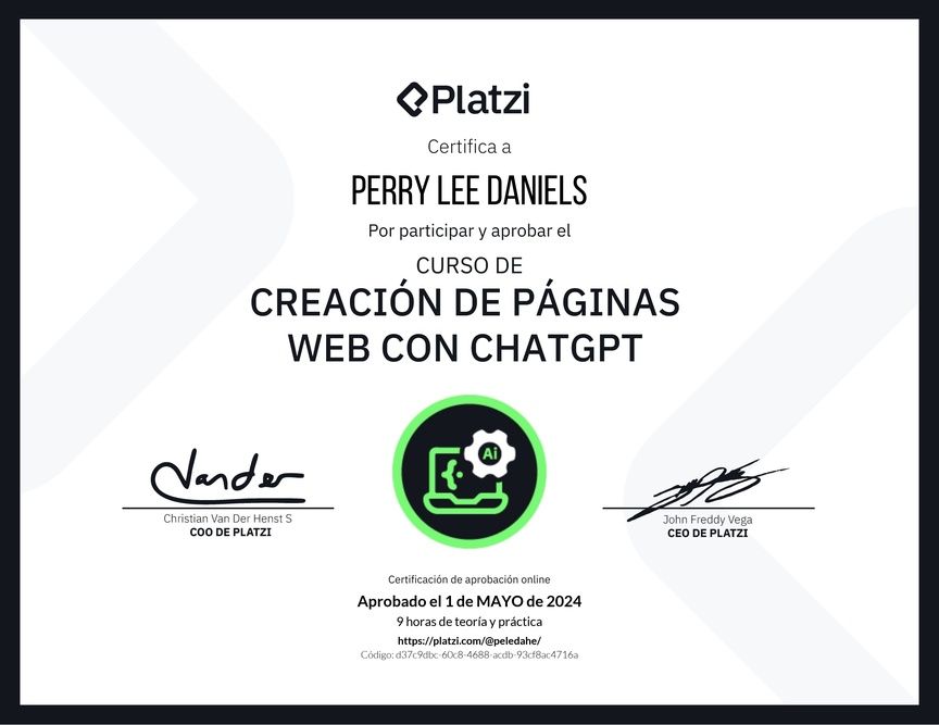 Diploma del Curso de Creación de Páginas Web con ChatGPT