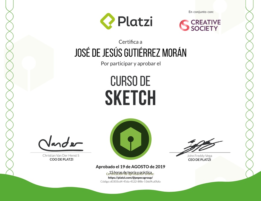 Diploma del Curso de Sketch 2017