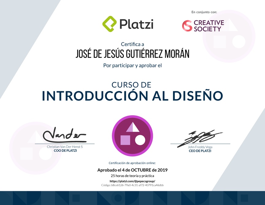 Diploma del Curso de Introducción al Diseño