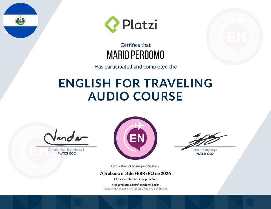 Diploma de Audio Curso de Inglés para Viajes
