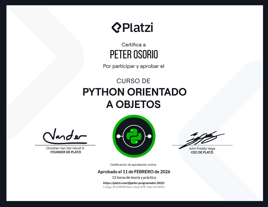 Diploma del Curso de Python Orientado a Objetos