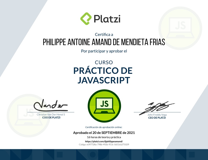 Diploma del Curso Práctico de JavaScript